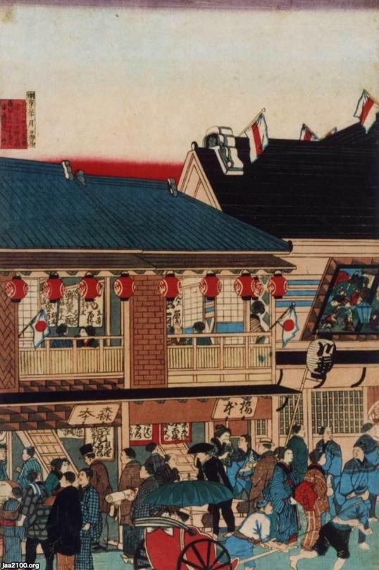 美品 明治40年頃◆信州地方 呉服屋・履物屋・郵便箱場他 宣伝用多色摺木版画8枚 美品 明治40年頃◇信州地方 呉服屋・履物屋・郵便箱場他