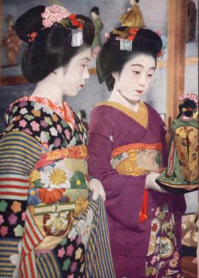 希少　日本画　日本舞踊　都踊り　芸者　舞妓　昭和レトロ 昔の舞妓さん 花のだらりの帯可愛い😍 1930年代の写真 鴨川の床