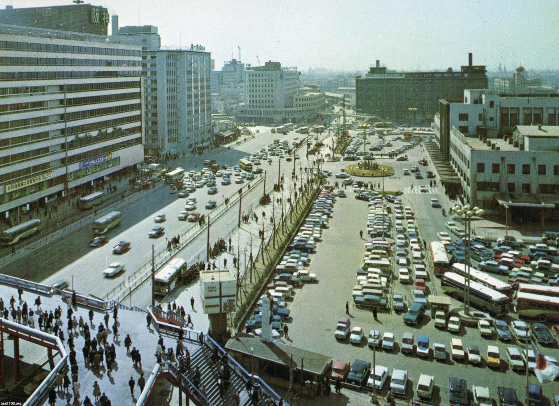 大阪 昭和39年 大阪駅 陸橋 阪神デパート ジャパンアーカイブズ Japan Archives