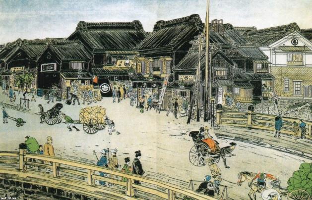 人力車・荷車（明治34年）▷東京下町のよし町の賑わい | ジャパン