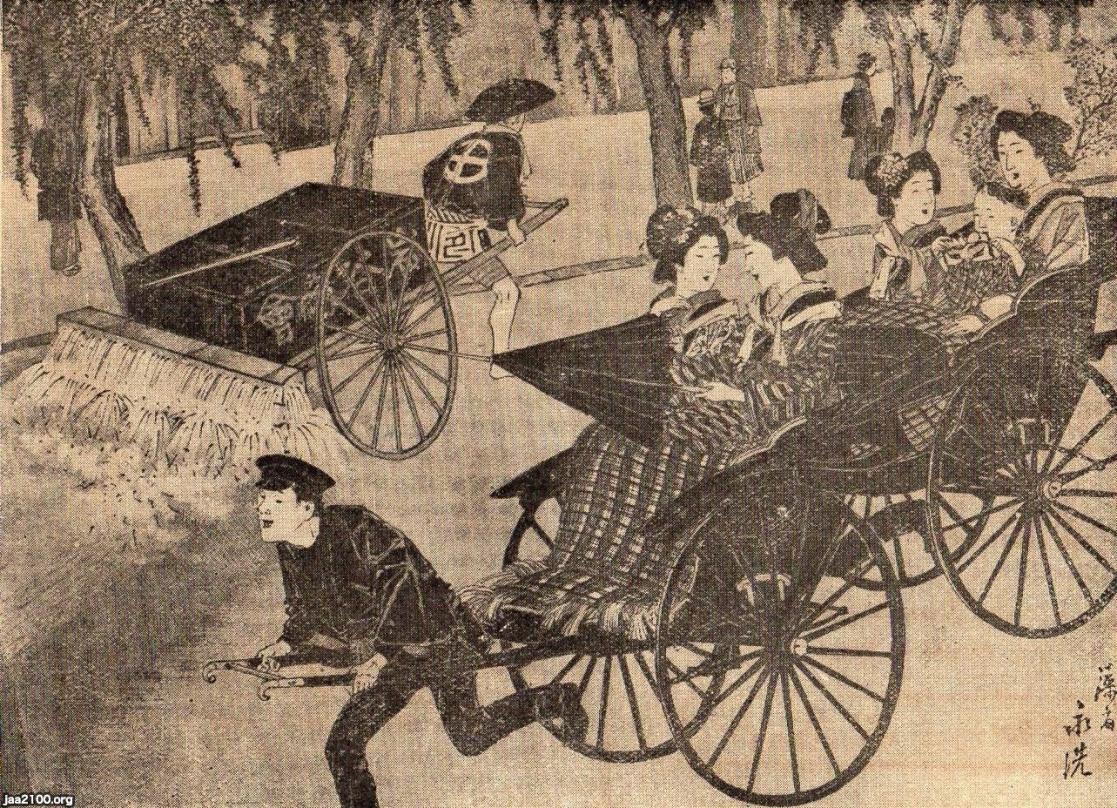 人力車（明治30年）▷四人乗り人力車・散水車 | ジャパンアーカイブズ