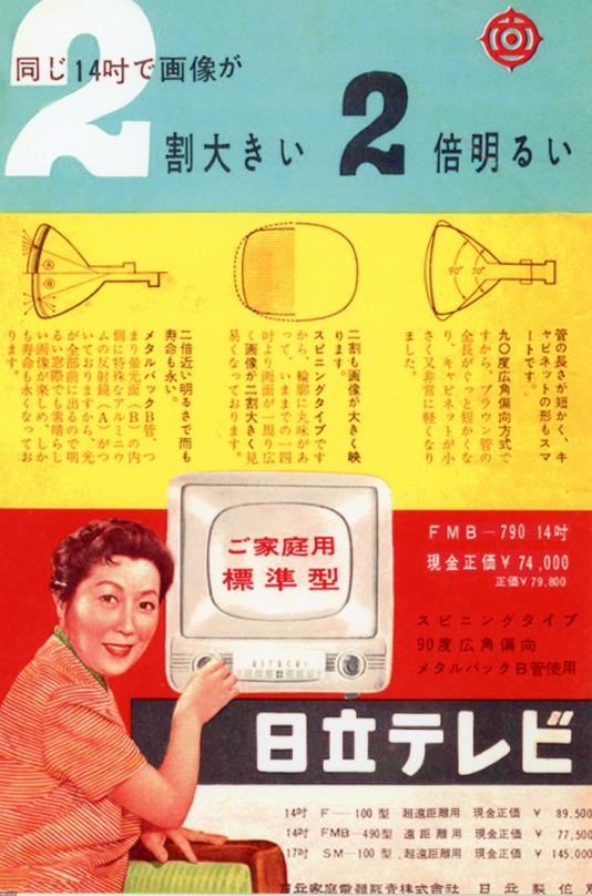 TV受像機（昭和32年）▷14インチブラウン管白黒テレビ（日立