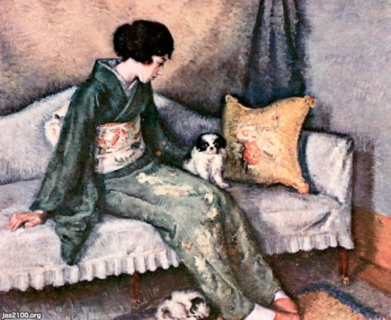 犬（大正12年） チンの子犬＜緑衣＞熊岡美彦・画 ジャパンアーカイブズ Japan Archives