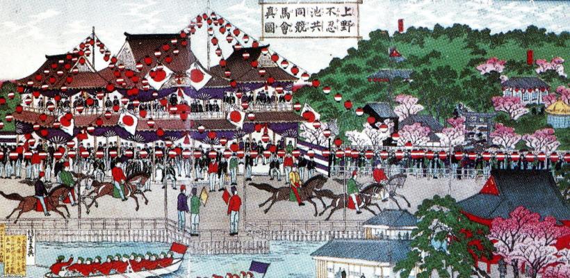 S.H.MonsterArts ゴジラ2000ミレニアム 大判手彩色古写真 東京2枚 □上野不忍池・競馬場 □堀田庭園