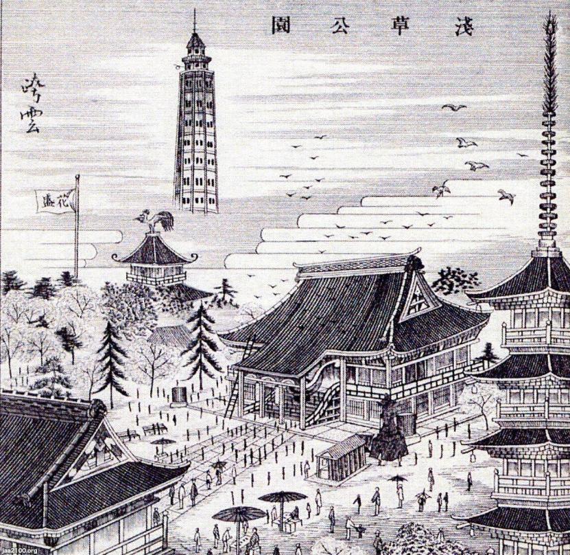 浅草(明治25年)▷凌雲閣(十二階)・花屋敷・浅草寺 浅草(明治25年)▷凌雲閣(十二階)・花屋敷・浅草寺
