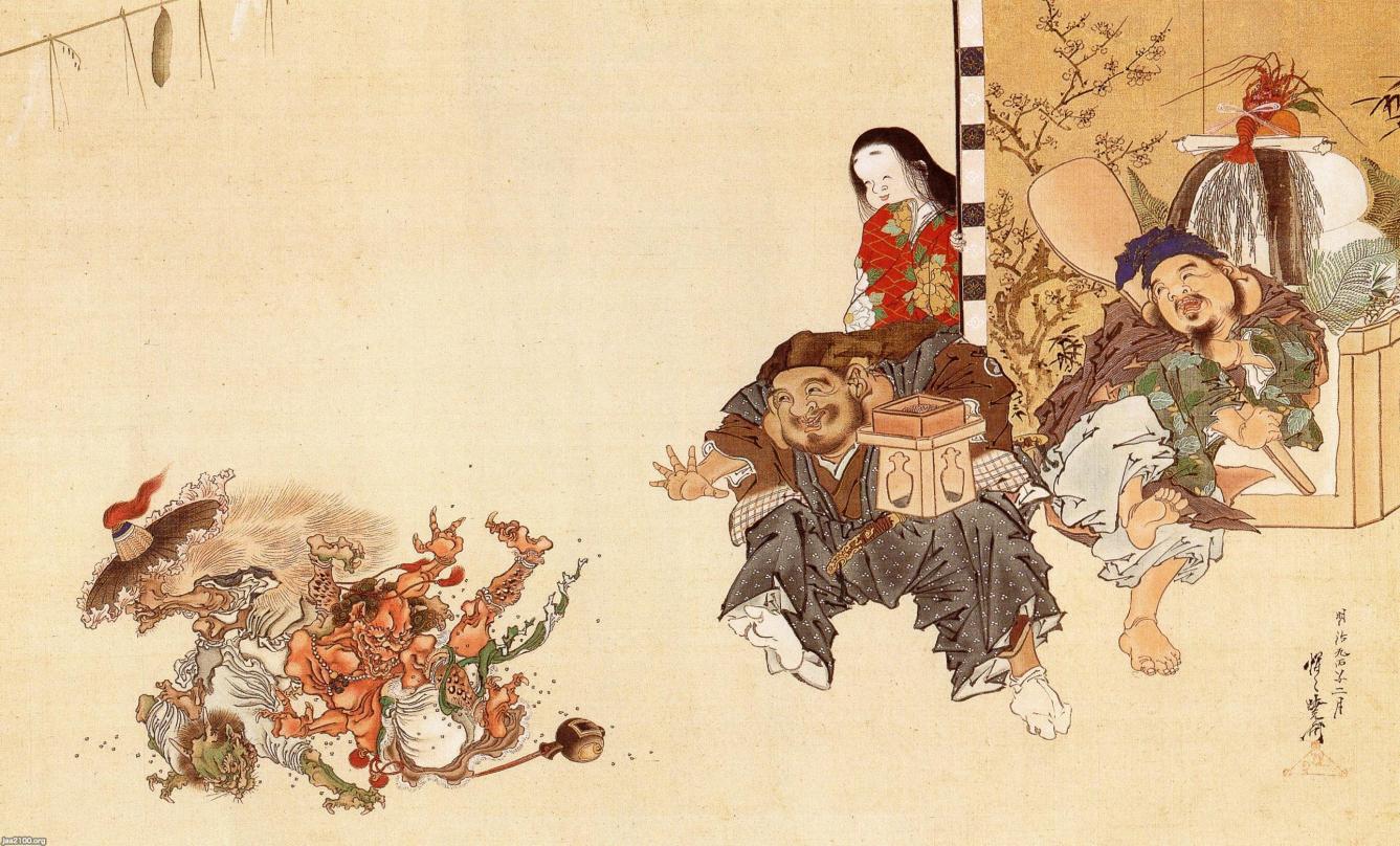 正月（明治9年）▷しめ縄（標縄）・供え餅（お鏡） | ジャパン
