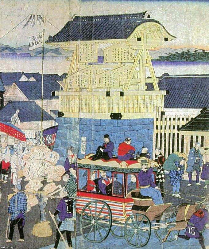 乗り物（明治3年頃）▷人力車・馬車（東京・日本橋） | ジャパンアーカイブズ - Japan Archives