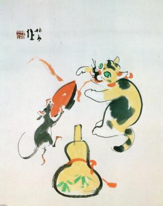 猫（大正13年）▷＜酔興＞竹内栖鳳・画 | ジャパンアーカイブズ