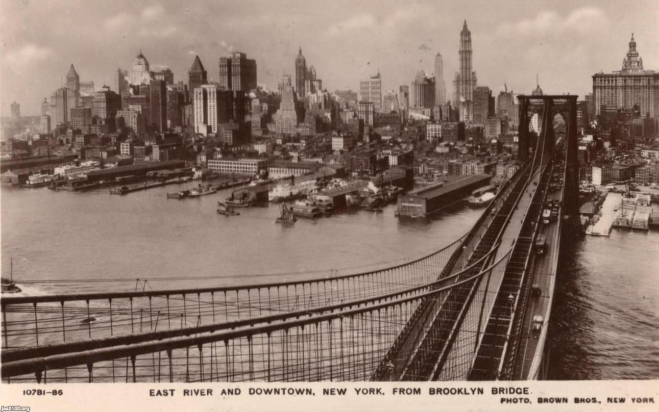 アメリカ 昭和2年 イーストリバー ブルックリン橋からマンハッタン地区 Ny ジャパンアーカイブズ Japan Archives