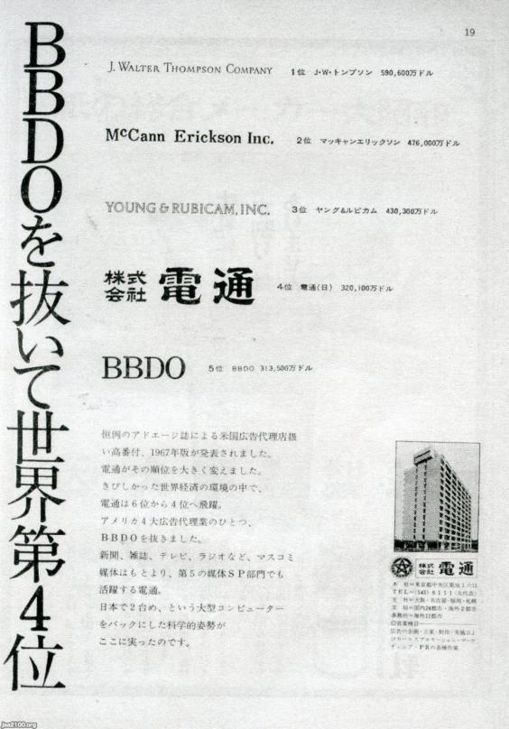 広告（昭和42年）▷大手広告代理店「電通」 | ジャパン
