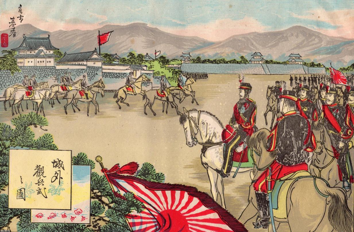 城（明治28年）▷大阪城（第四師団の城外観兵式） | ジャパンアーカイブズ - Japan Archives