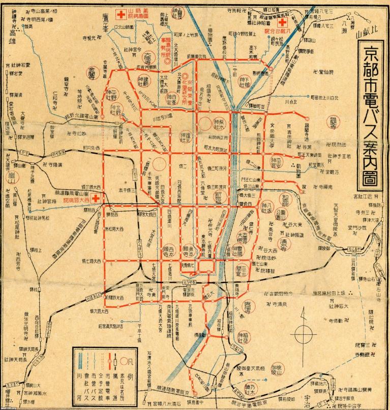 京都府（昭和17年）▷京都市電バス案内図 | ジャパンアーカイブズ